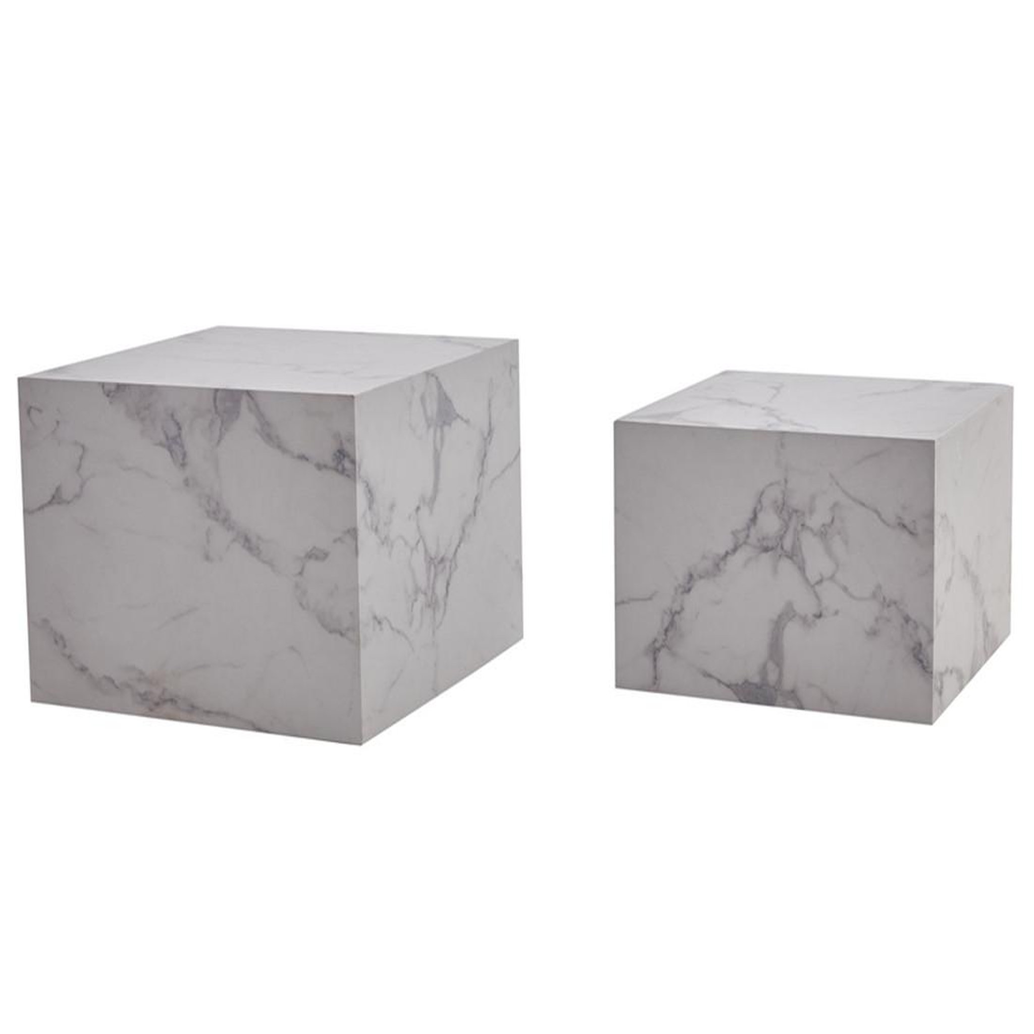Voir la diapositive 2 : LISA DESIGN Fabio - lot de 2 tables basses - marbre blanc