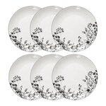 SECRET DE GOURMET Lot de 6 Assiettes Plates  White Floral  27cm Blanc