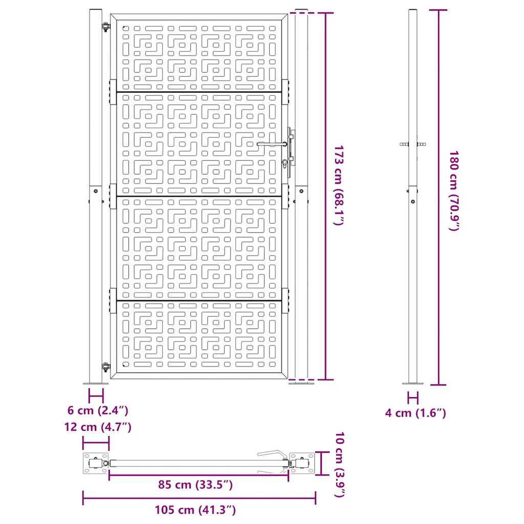 Voir la diapositive 6 : VIDAXL Porte de jardin acier resistant aux intemperies design croise