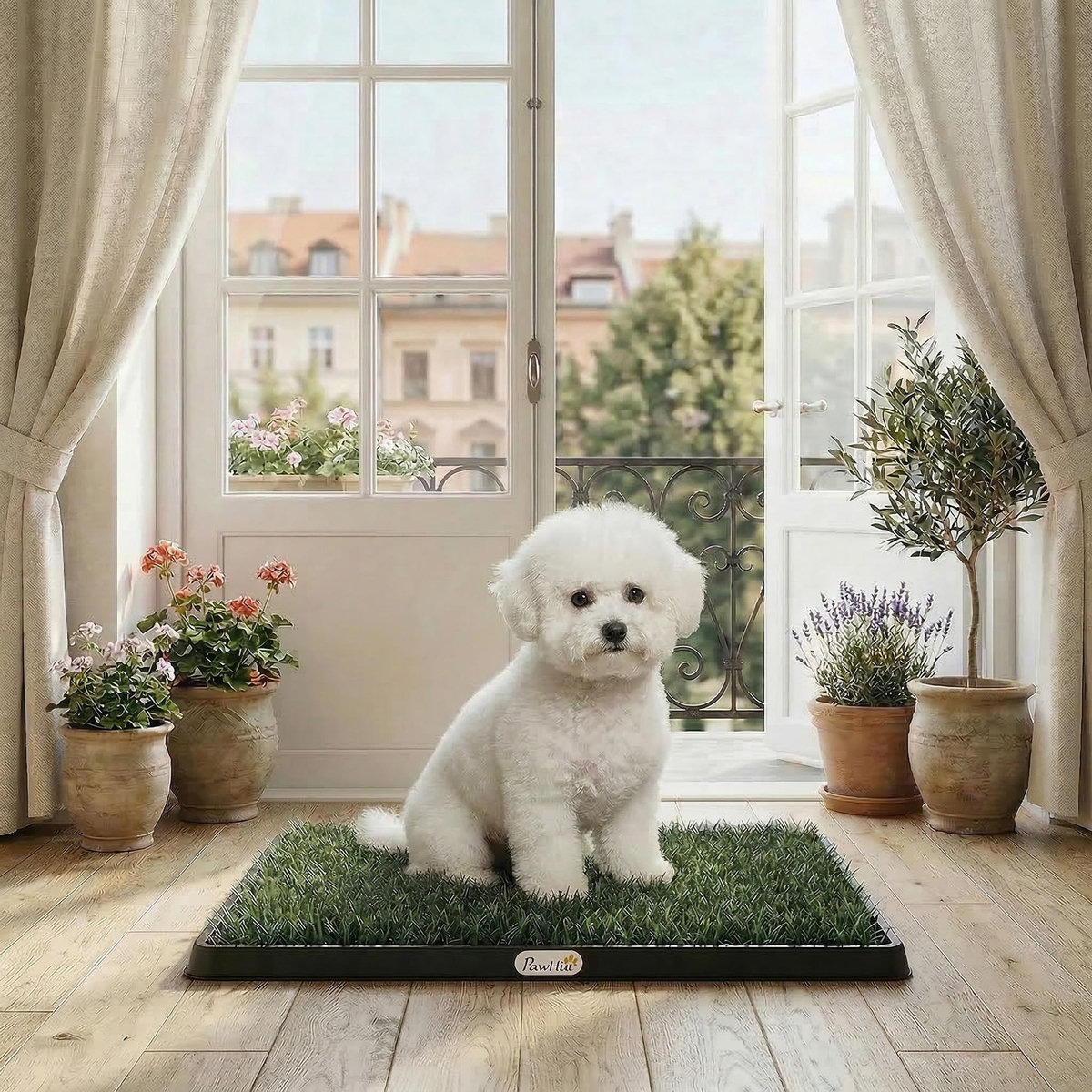 PAWHUT Litière gazon synthétique chien 2 tapis 3 couches dim. 63L x 50l cm