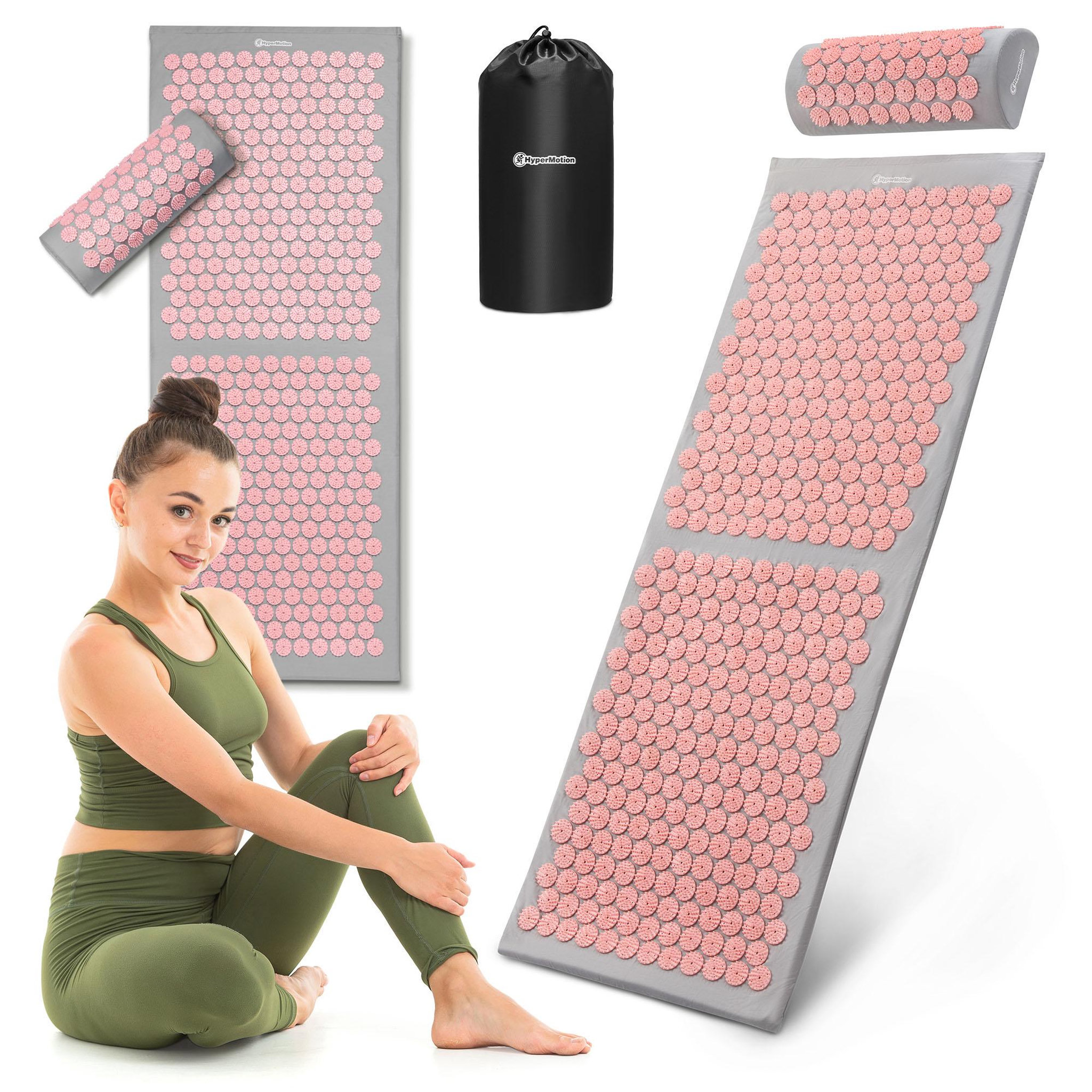HYPERMOTION Kit Acupression XL HyperMotion Tapis 130 cm Coussin Housse Gris Rose Adulte