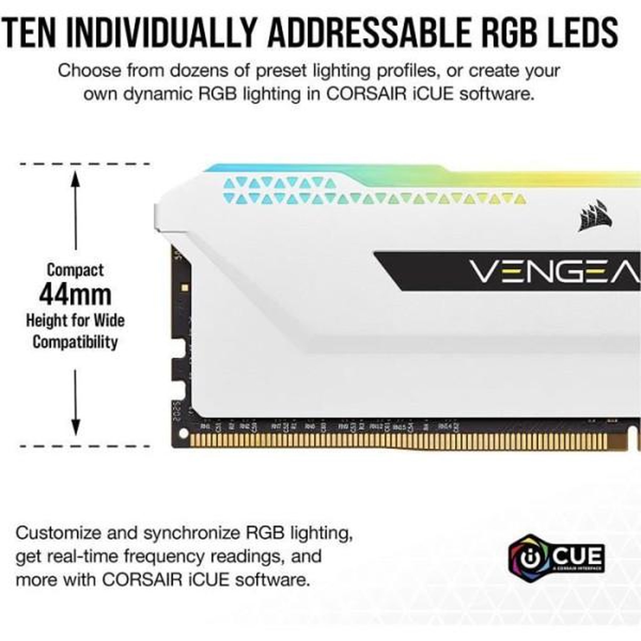Voir la diapositive 3 : Corsair Mémoire RAM - CORSAIR - Vengeance RGB Pro SL DDR4 - 32GB 2x16GB DIMM - 3200 MHz - 1.35V - Blanc (CMH32GX4M2E3200C)