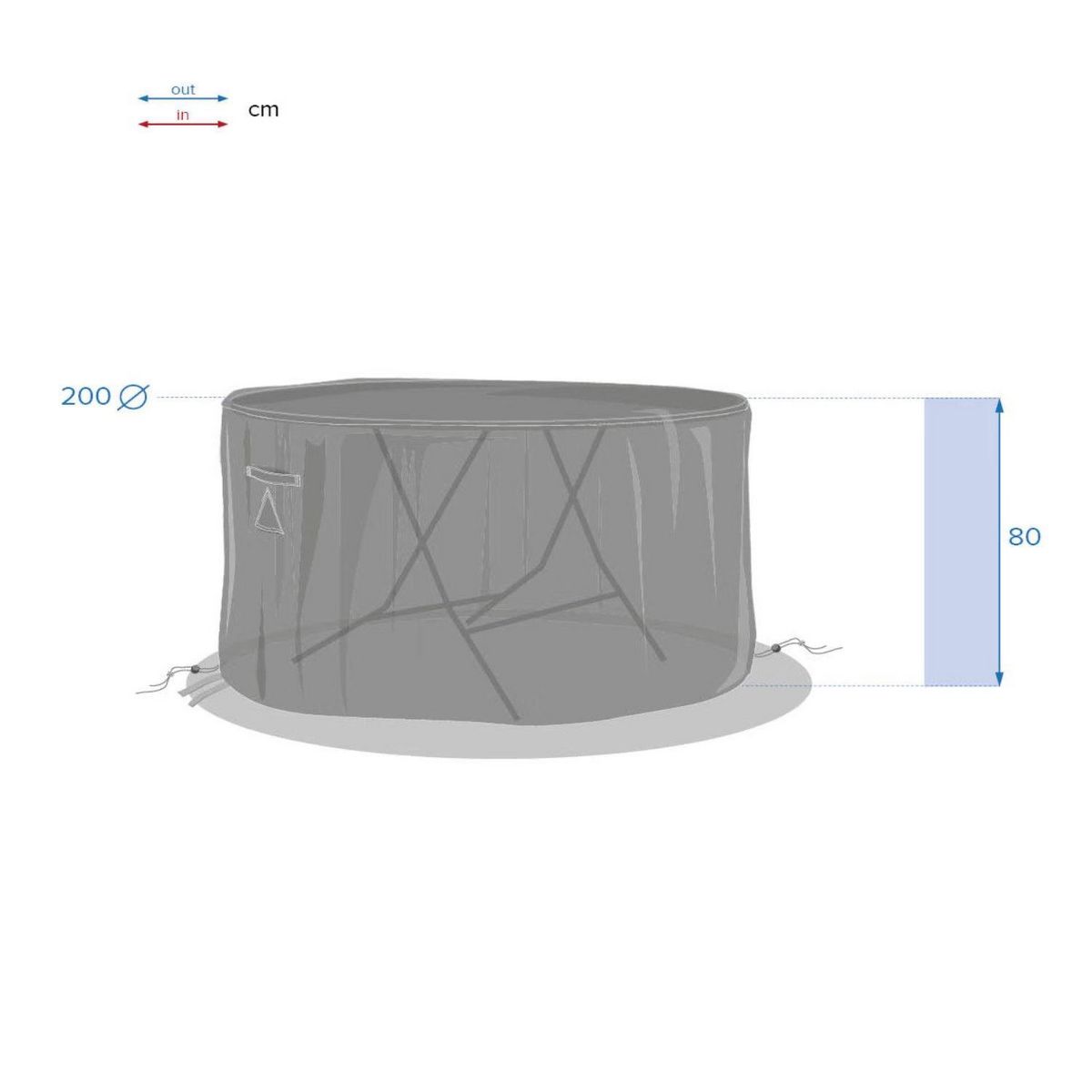 HESPERIDE Housse de protection pour table ronde HAMBO - 200 x 200 x 80 cm - Gris