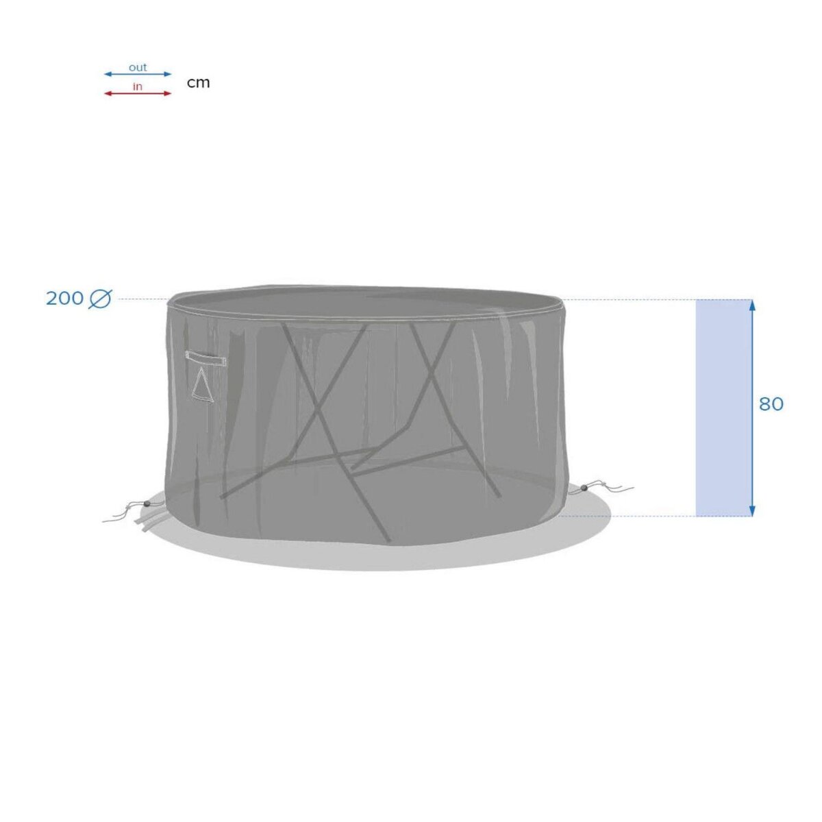 HESPERIDE Housse de protection pour table ronde HAMBO - 200 x 200 x 80 cm - Gris