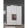 Voir la diapositive 3 : Paris Prix Armoire 3 Portes & 2 Tiroirs  Kiddy  190cm Blanc