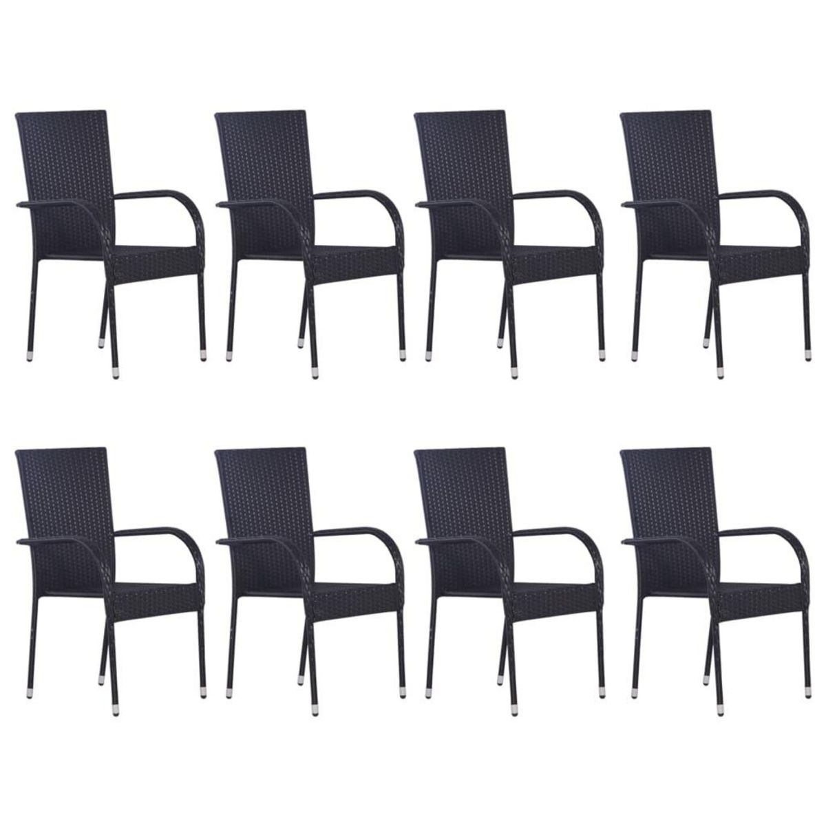 VIDAXL Ensemble a manger de jardin 9 pcs Noir