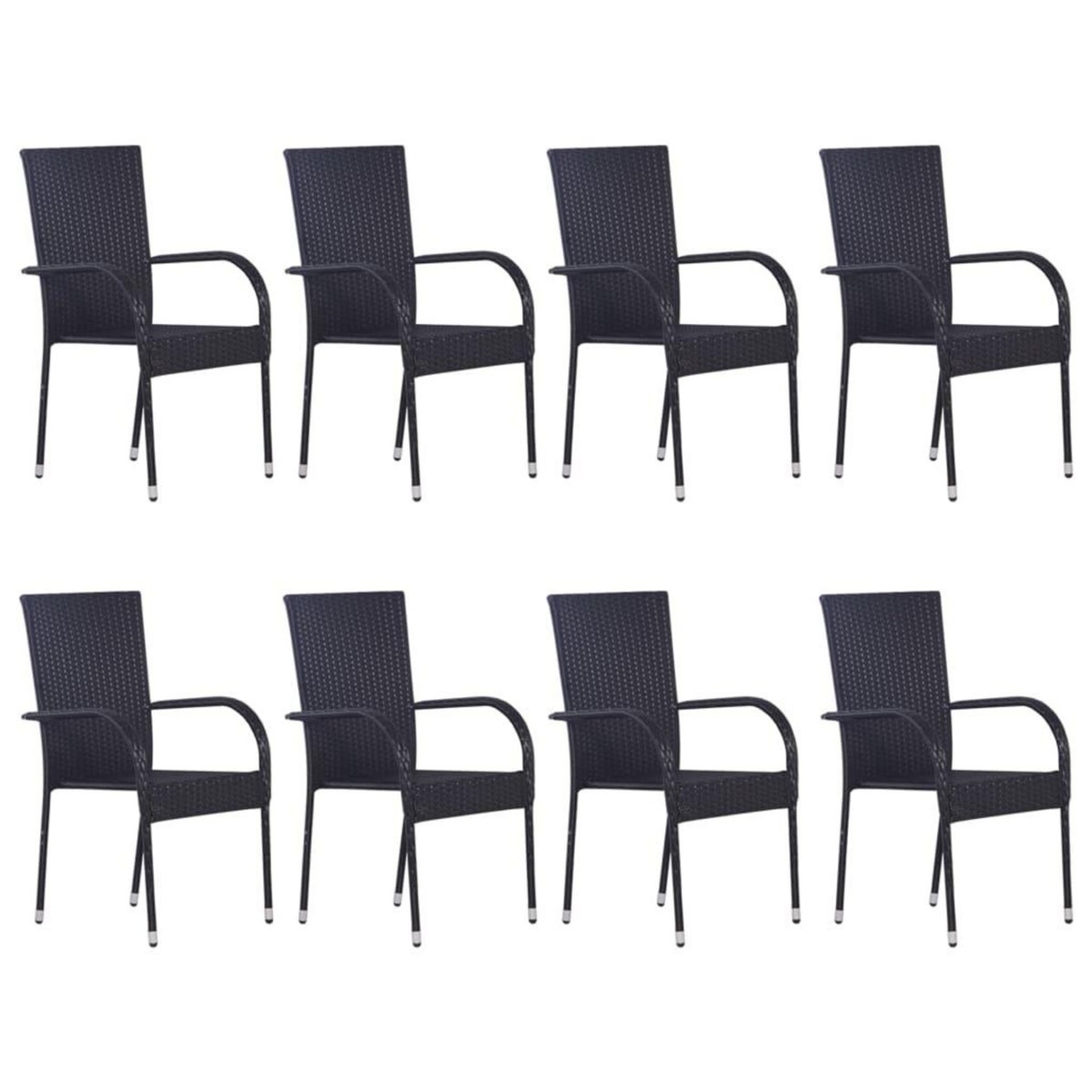 VIDAXL Ensemble a manger de jardin 9 pcs Noir
