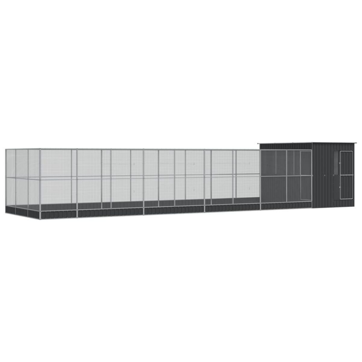 VIDAXL Voliere avec extension argente 1118x303x216 cm acier