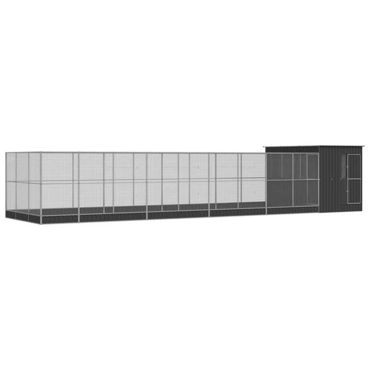 VIDAXL Voliere avec extension argente 1118x303x216 cm acier