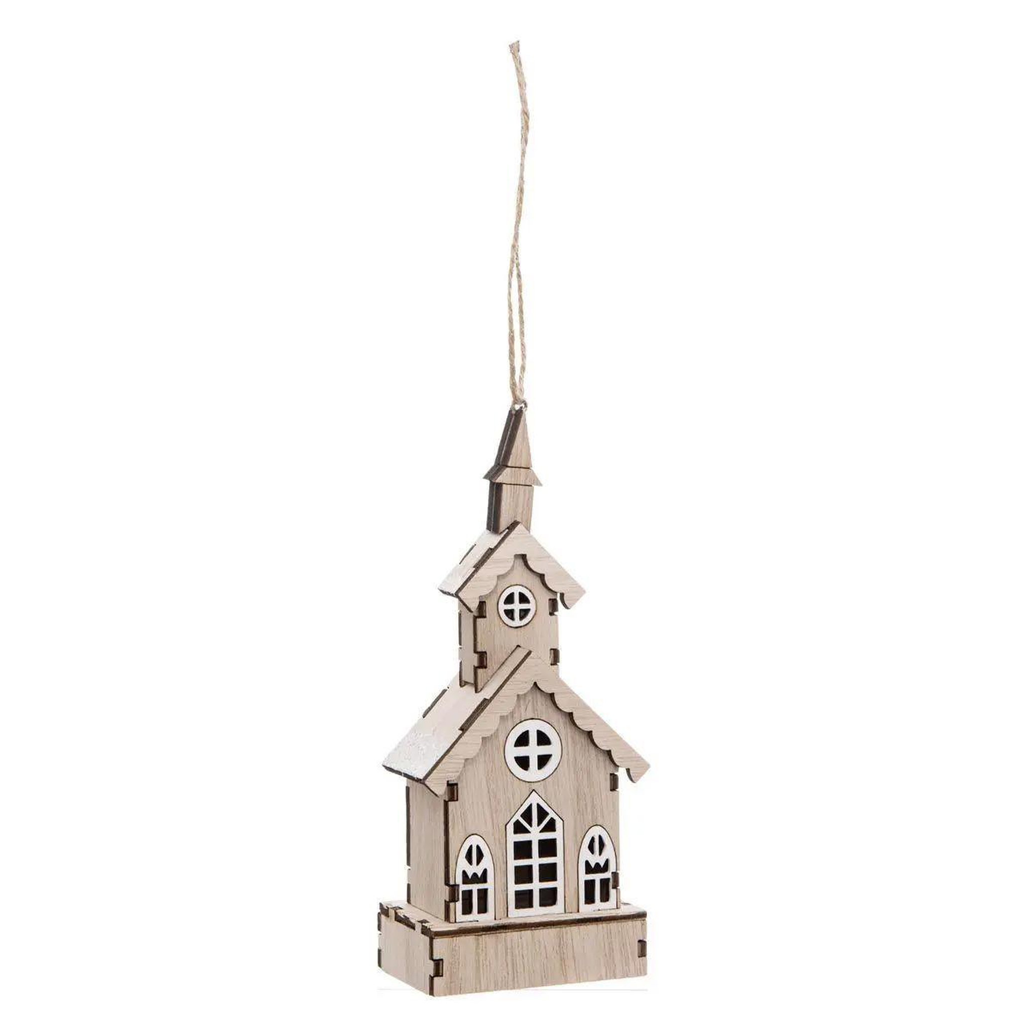 ATMOSPHERA Sujet de noël en bois  église 3d  15cm beige