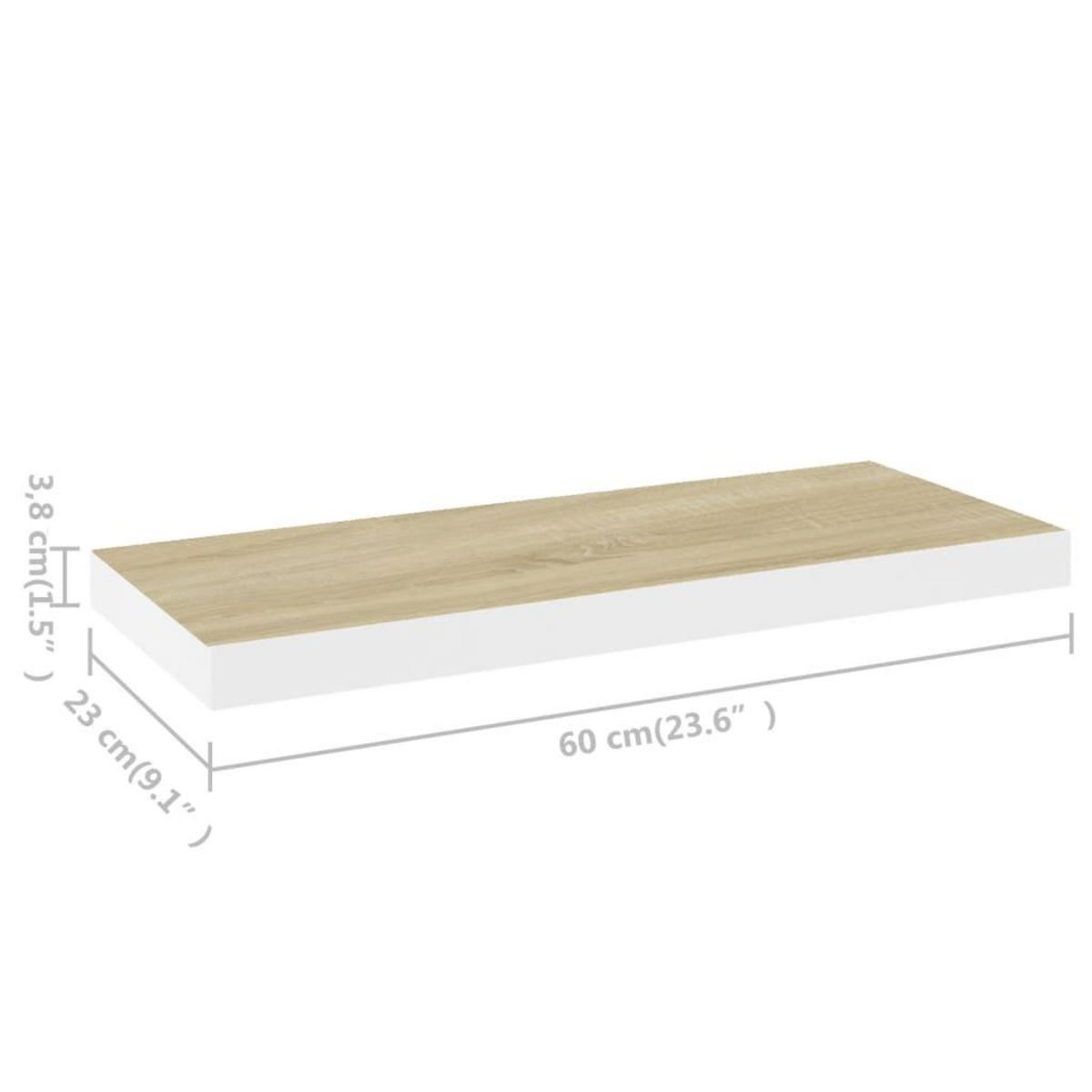 VIDAXL Etageres flottantes 2 pcs chene et blanc 60x23,5x3,8 cm MDF