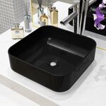 VIDAXL Lavabo carre Ceramique Noir 38 x 38 x 13,5 cm