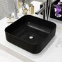 Voir la diapositive 1 : VIDAXL Lavabo carre Ceramique Noir 38 x 38 x 13,5 cm
