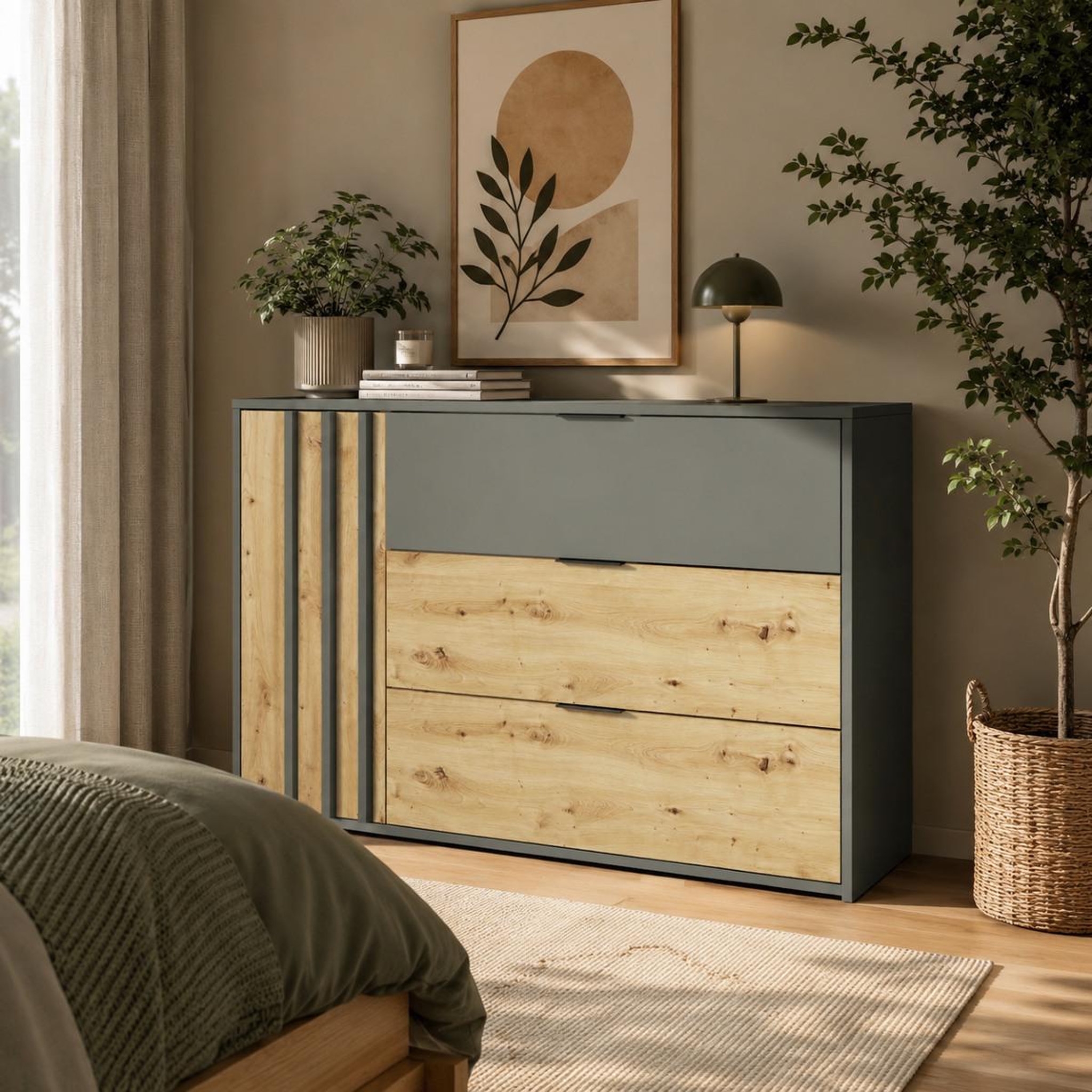 Voir la diapositive 2 : JLC KREATION Commode moderne en bois avec tiroirs murano