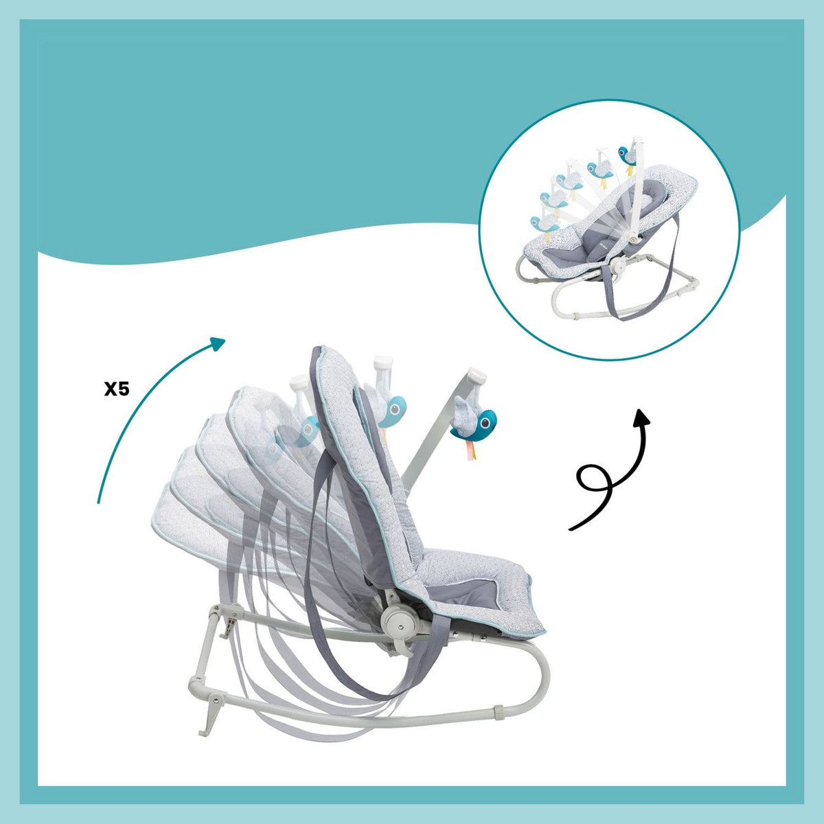 BABYMOOV Transat balancelle bébé Graphik - Bleu