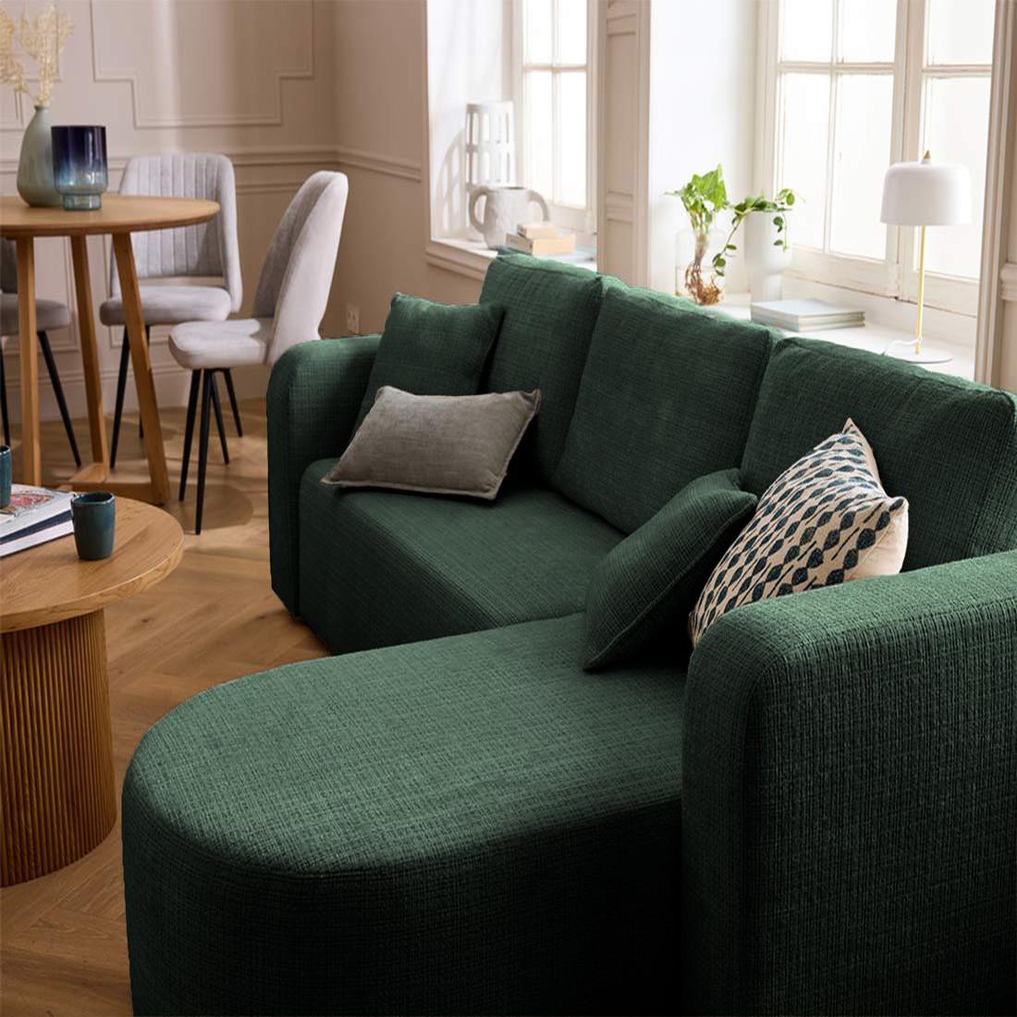 Voir la diapositive 3 : BEST MOBILIER Miro - canapé d'angle réversible - 4 places - convertible avec coffre - en velours texturé