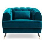 Paris Prix Fauteuil Capitonné en Velours  Glamour  93cm Bleu