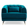 Voir la diapositive 1 : Paris Prix Fauteuil Capitonné en Velours  Glamour  93cm Bleu