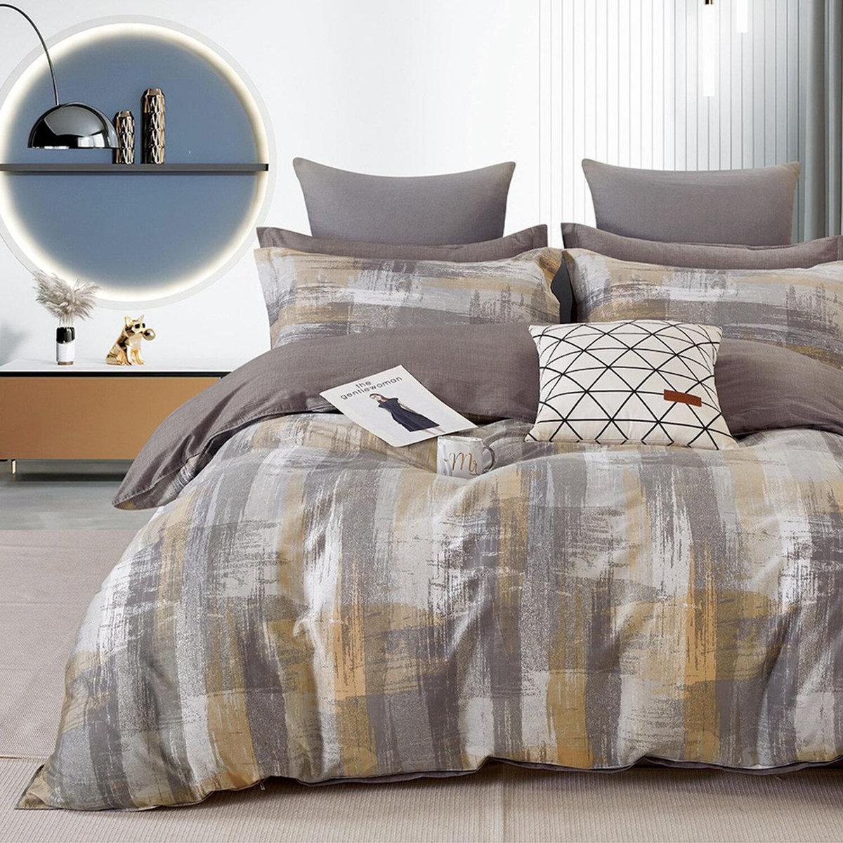Home collection Parure housse de couette 100 % percale de coton 80 fils Tropésine