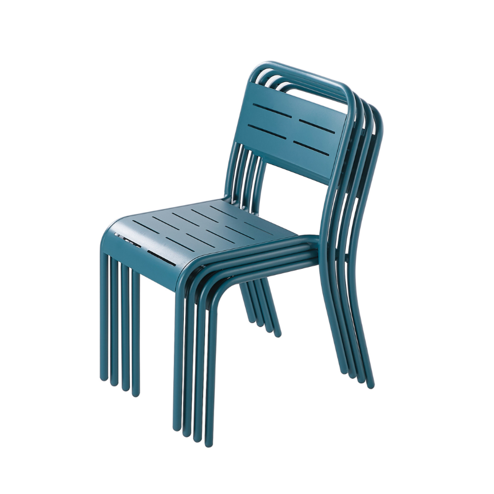 Voir la diapositive 5 : CONCEPT USINE Lot de 4 chaises en acier bleu bergame