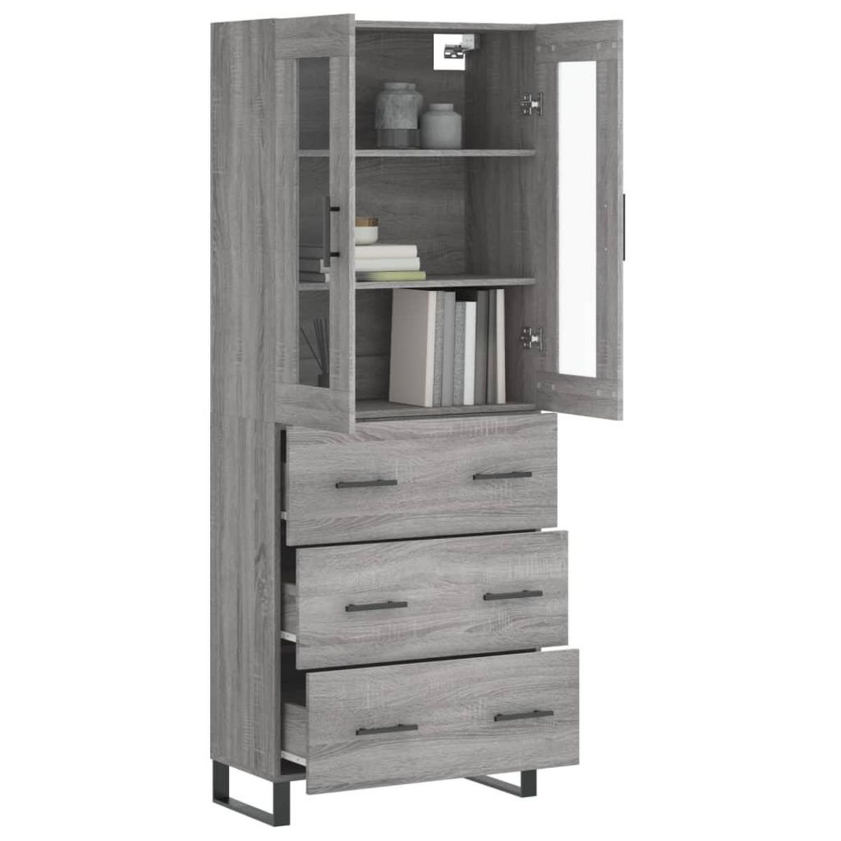 VIDAXL Buffet haut Sonoma gris 69,5x34x180 cm Bois d'ingenierie