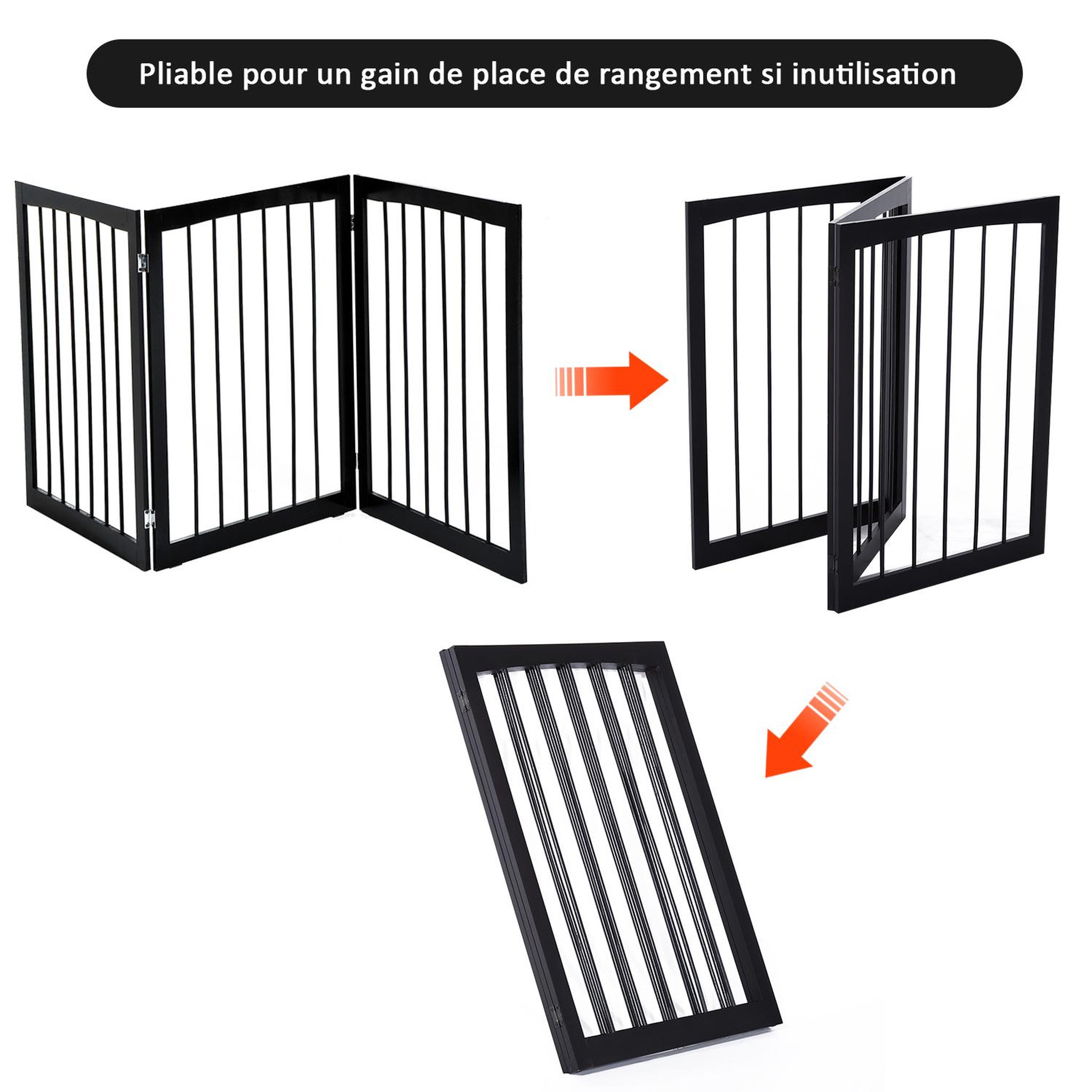 Voir la diapositive 4 : PAWHUT Barrière modulable pliable barrière de sécurité 160l x 76h cm mdf