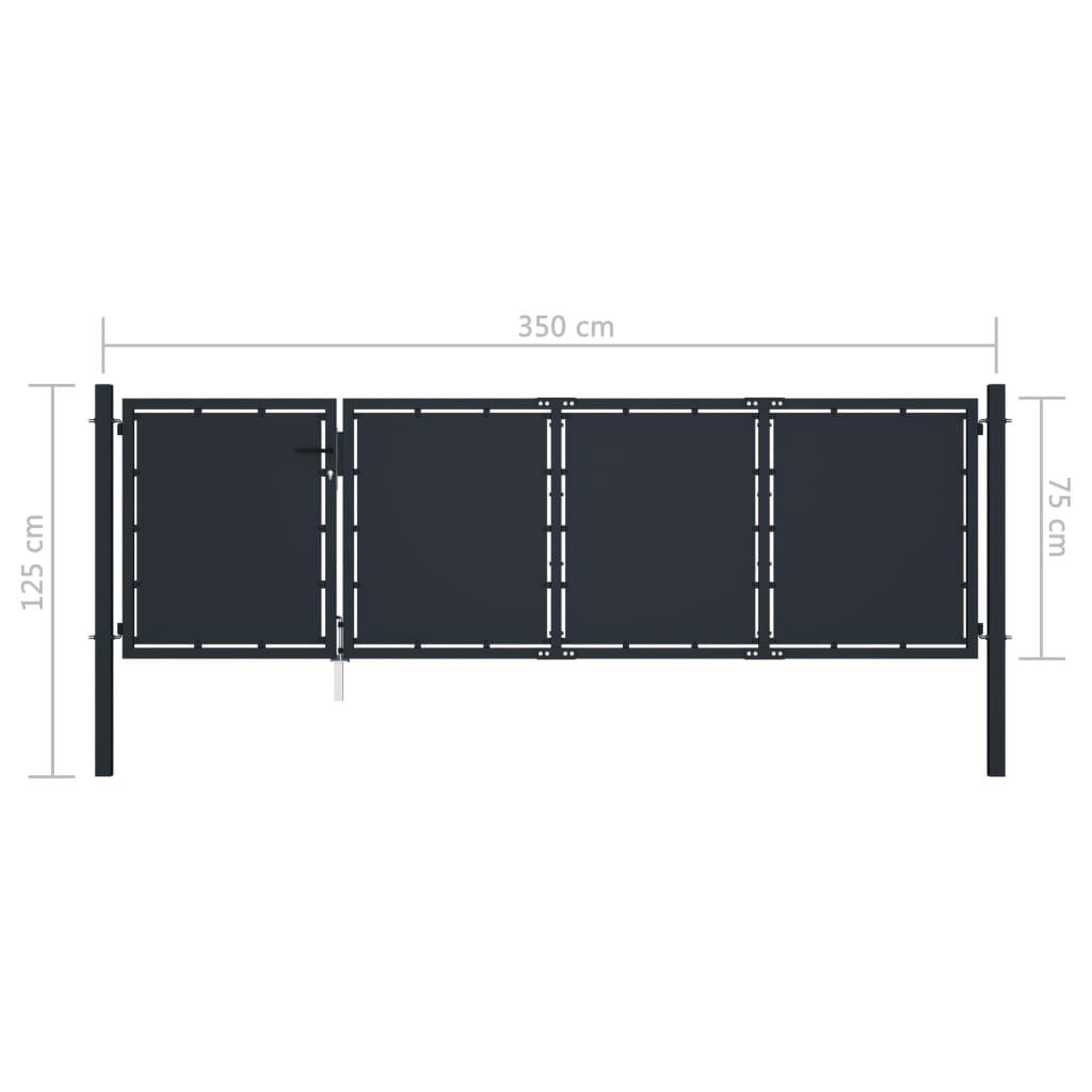 Voir la diapositive 6 : VIDAXL Portail de jardin Acier 350 x 75 cm Anthracite