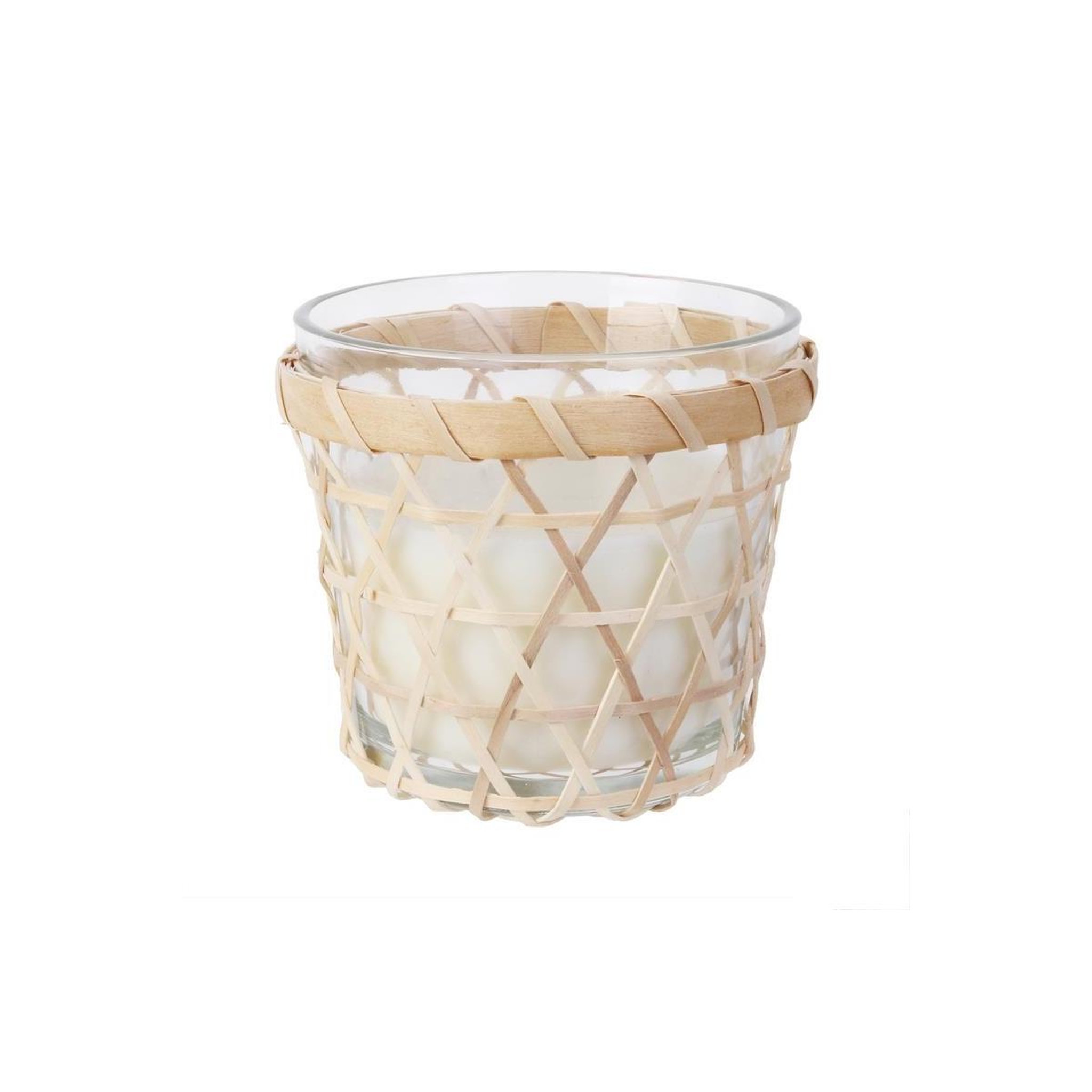 The Home Deco Factory Bougie parfumée  panier en bois  12cm fleur de tiaré