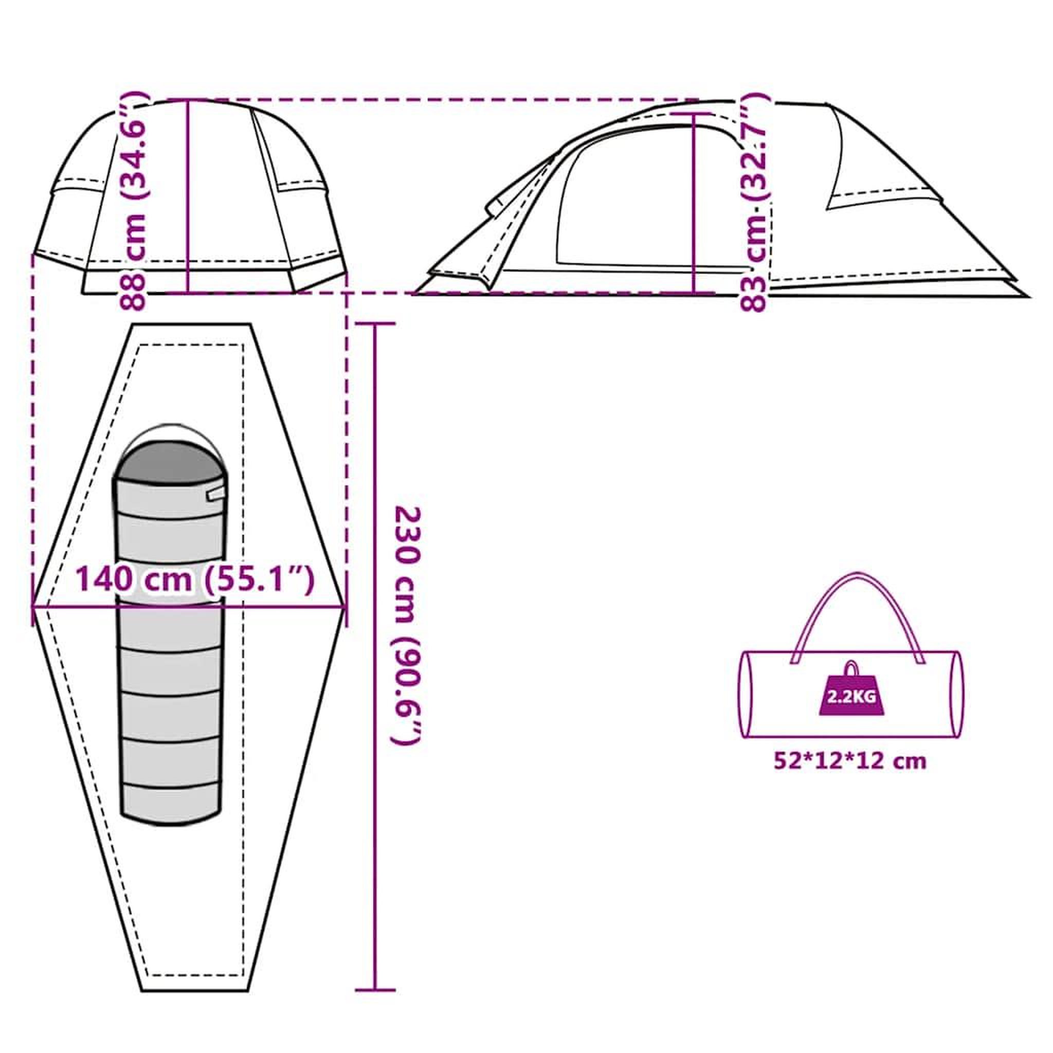 Voir la diapositive 6 : VIDAXL Tente de camping a dome 1 personne orange impermeable