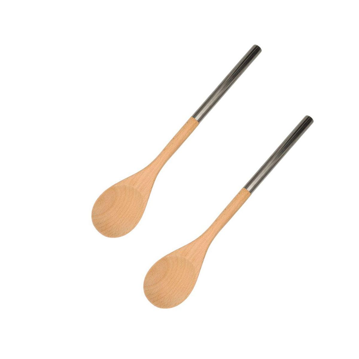 Fackelmann Ensemble de 2 Cuillères en bois manche inox 34 cm Fackelmann Boissellerie