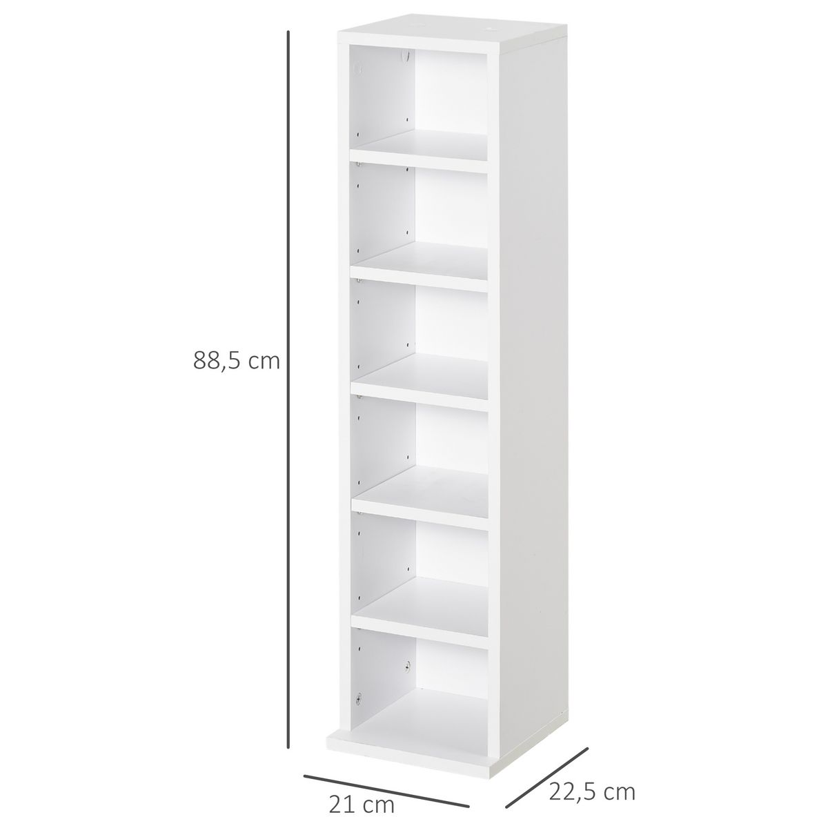 HOMCOM Lot de 2 étagères colonnes armoire de rangement CD 6 + 6 compartiments blanc dim. 21L x 22,5l x 88,5H cm