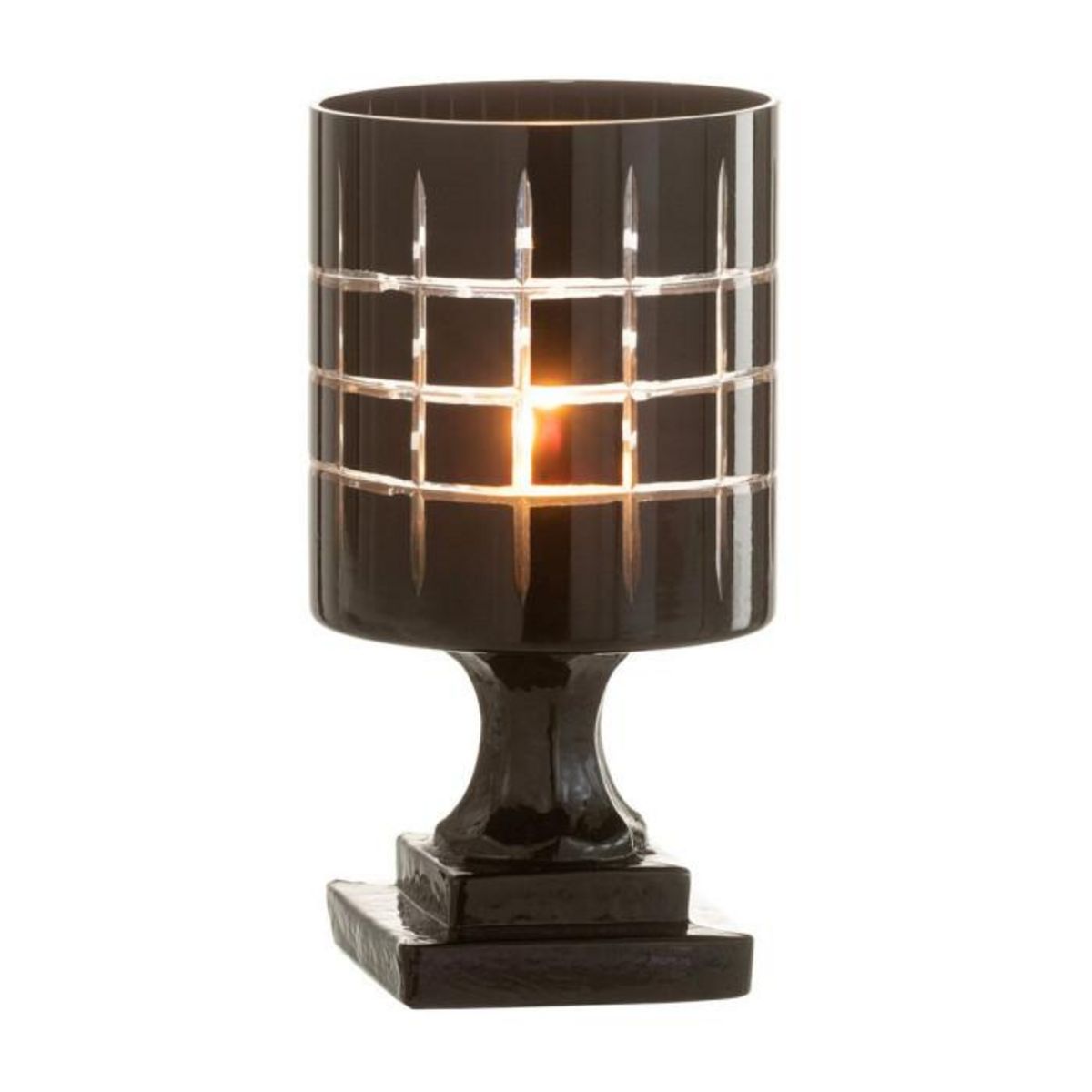 Paris Prix Photophore Design sur Pied  Carreaux  18cm Noir