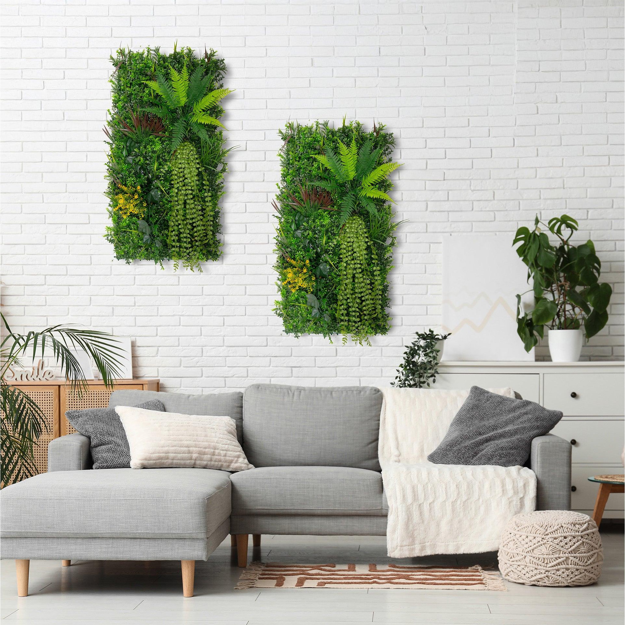 Voir la diapositive 4 : MONSTERSHOP Panneau mural végétal artificiel 50 x 100 cm l alina