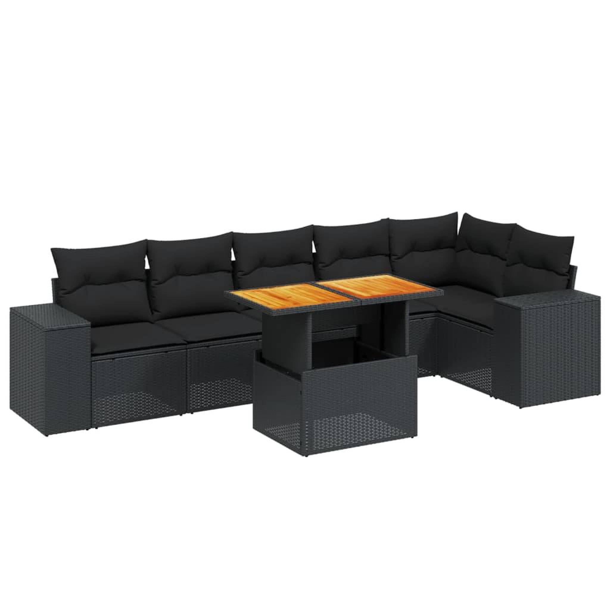 Voir la diapositive 2 : VIDAXL Salon de jardin 7 pcs avec coussins noir resine tressee