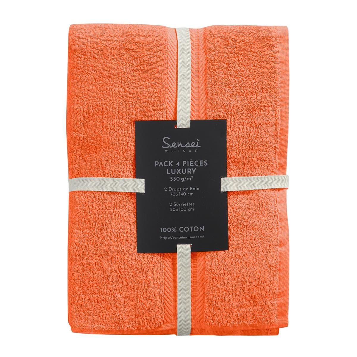 Sensei Maison Ensemble de bain 4 pièces (2 draps de bain + 2 serviettes de toilette) LUXURY