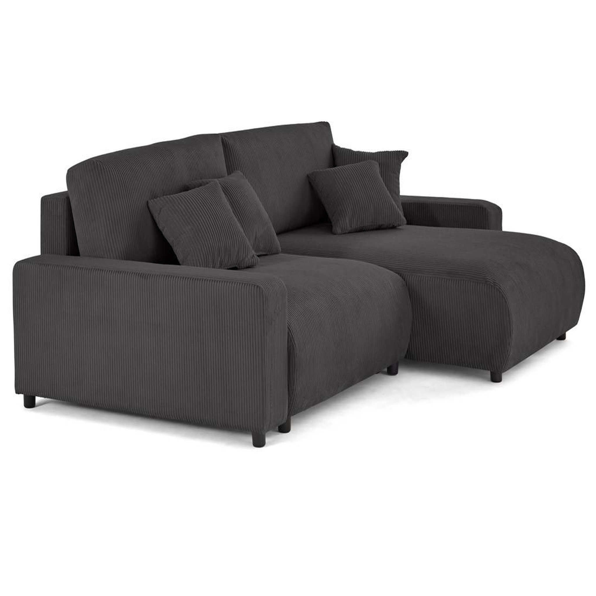 Voir la diapositive 6 : LISA DESIGN Pivoine - canapé d'angle 4 places réversible convertible avec 2 coffres en velours côtelé