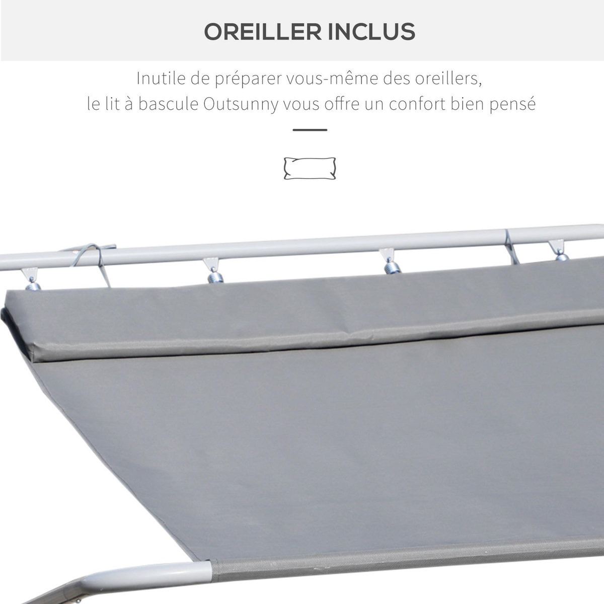 HOMCOM Bain de soleil transat de jardin bascule 2 personnes hamac 2,12 x 1,75 x 0,6 m gris
