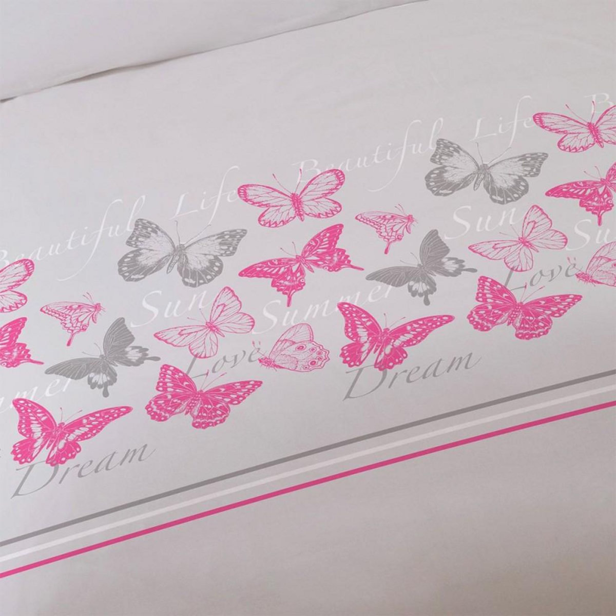 Dourev Housse de couette 240x220 Butterflies + 2 taies coton 57 fils