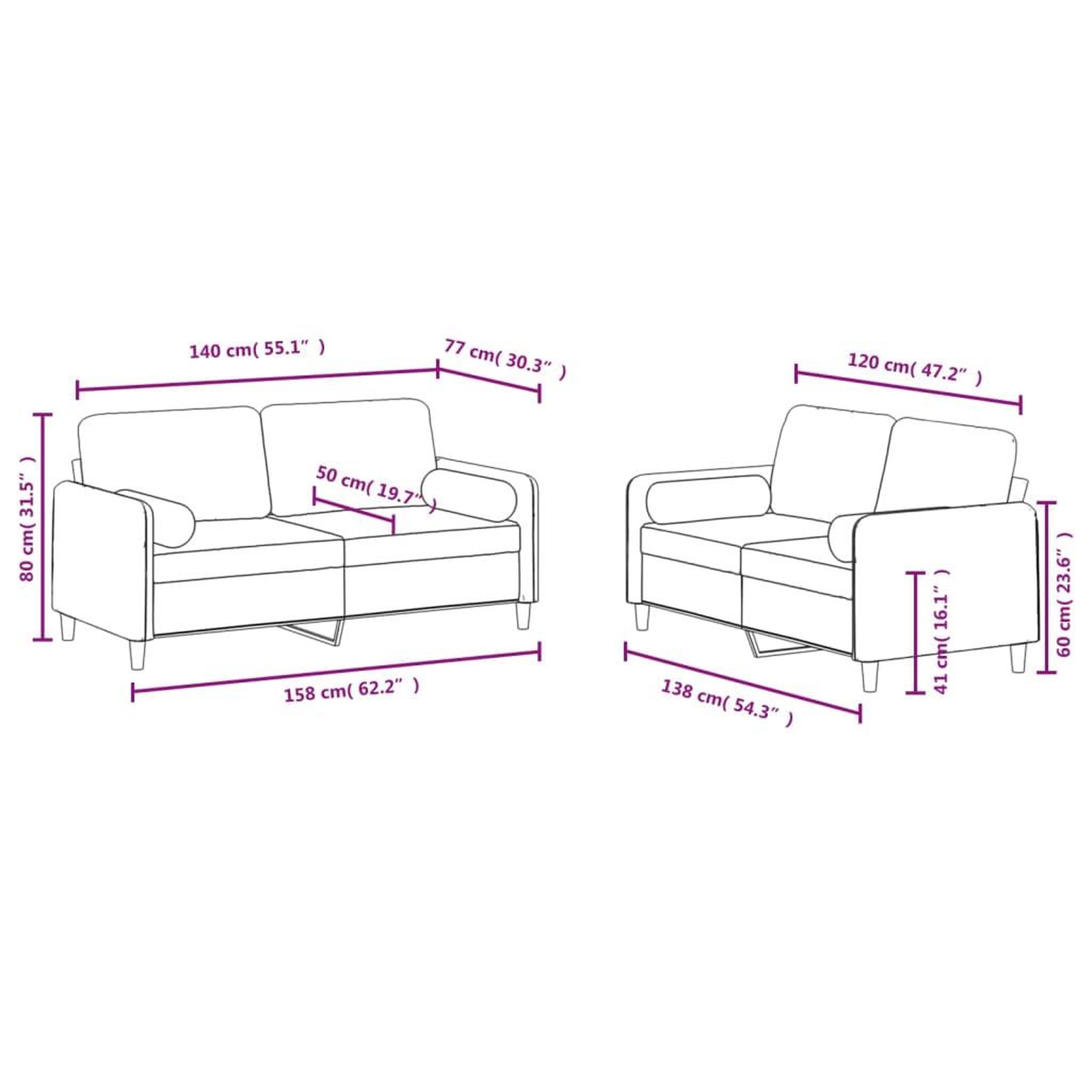Voir la diapositive 6 : VIDAXL Ensemble de canapes 2 pcs avec coussins rouge bordeaux velours