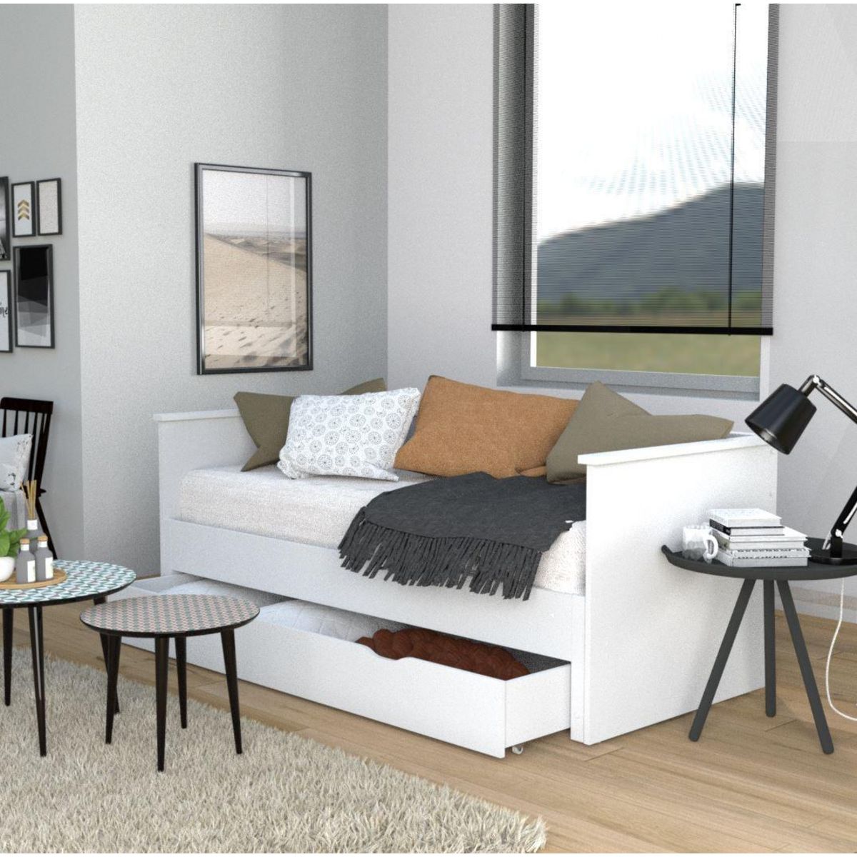 Lit banquette gigogne couchage 90x190cm ALVIN