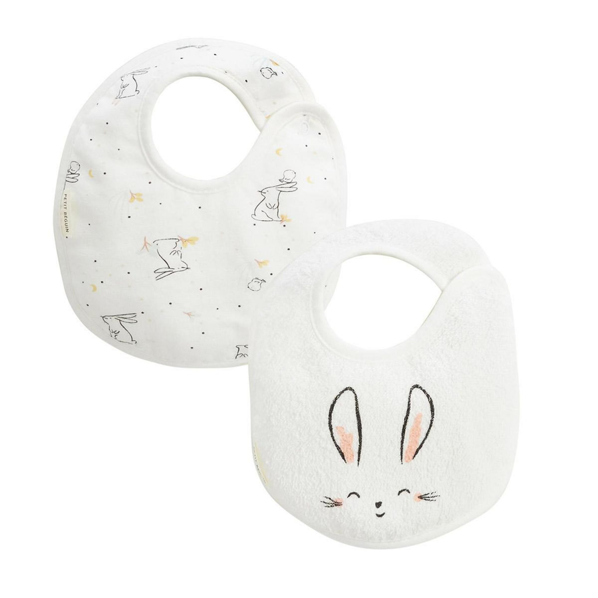 Petit Béguin Lot de 2 bavoirs bébé Hello Baby