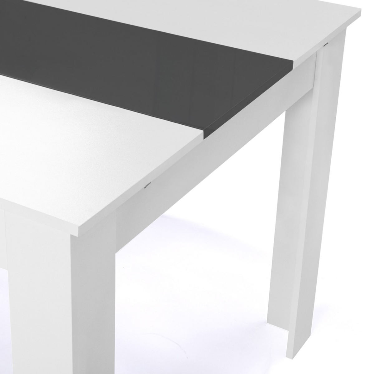 ID MARKET Table à manger extensible rectangle GEORGIA 6-10 personnes blanche et grise 140-220 x 90 cm