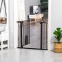 Voir la diapositive 2 : PAWHUT Barrière de sécurité chien H.76 cm - porte verrouillable - fixation par pression 75-103 cm - acier ABS noir