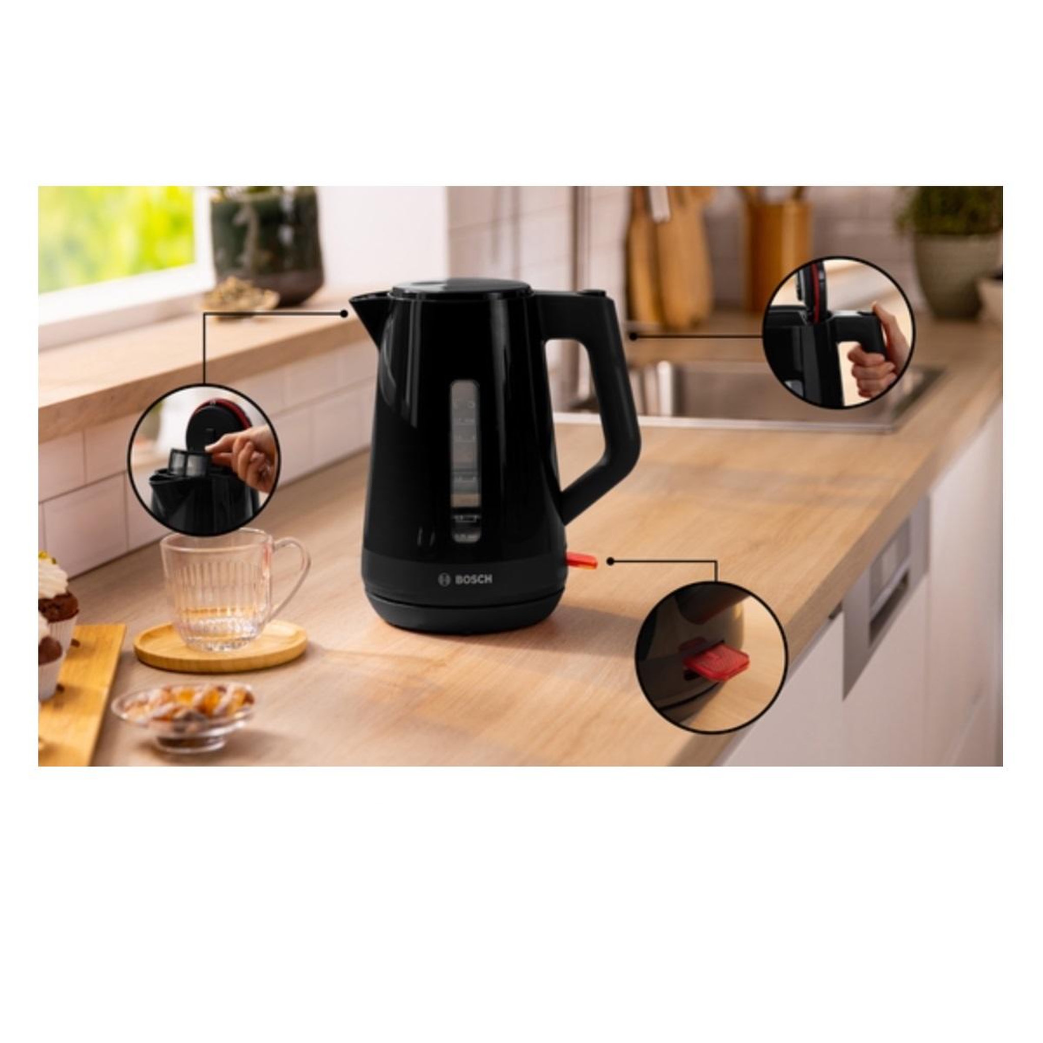 Voir la diapositive 2 : BOSCH Bouilloire électrique 1.7l 2400w noir - twk1m123