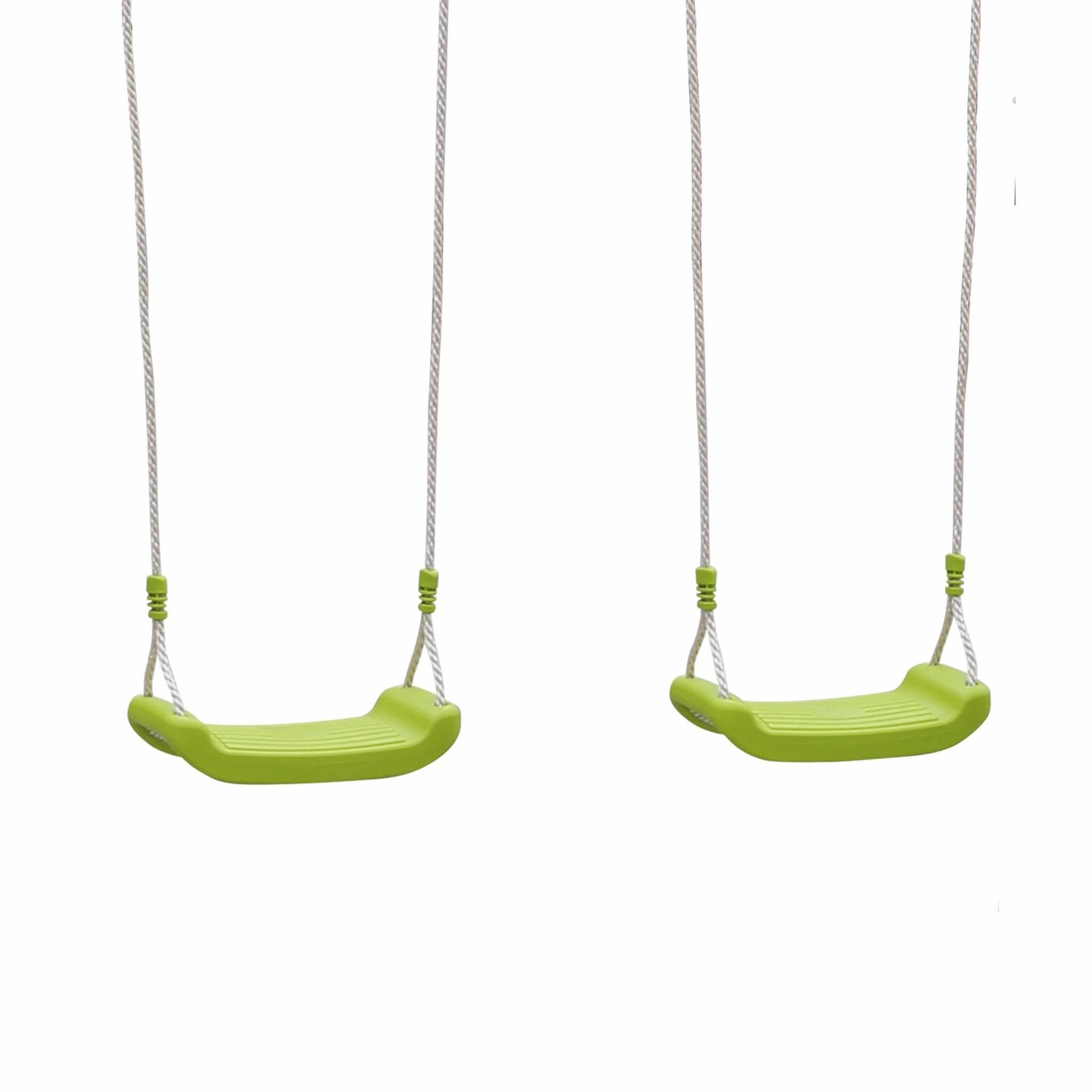 Voir la diapositive 3 : SWEEEK Balançoire 4 agrès Meltemi. portique 6 places avec 2 balançoires. 1 face à face et 1 nacelle. 223cm de hauteur. station de jeux extérieure