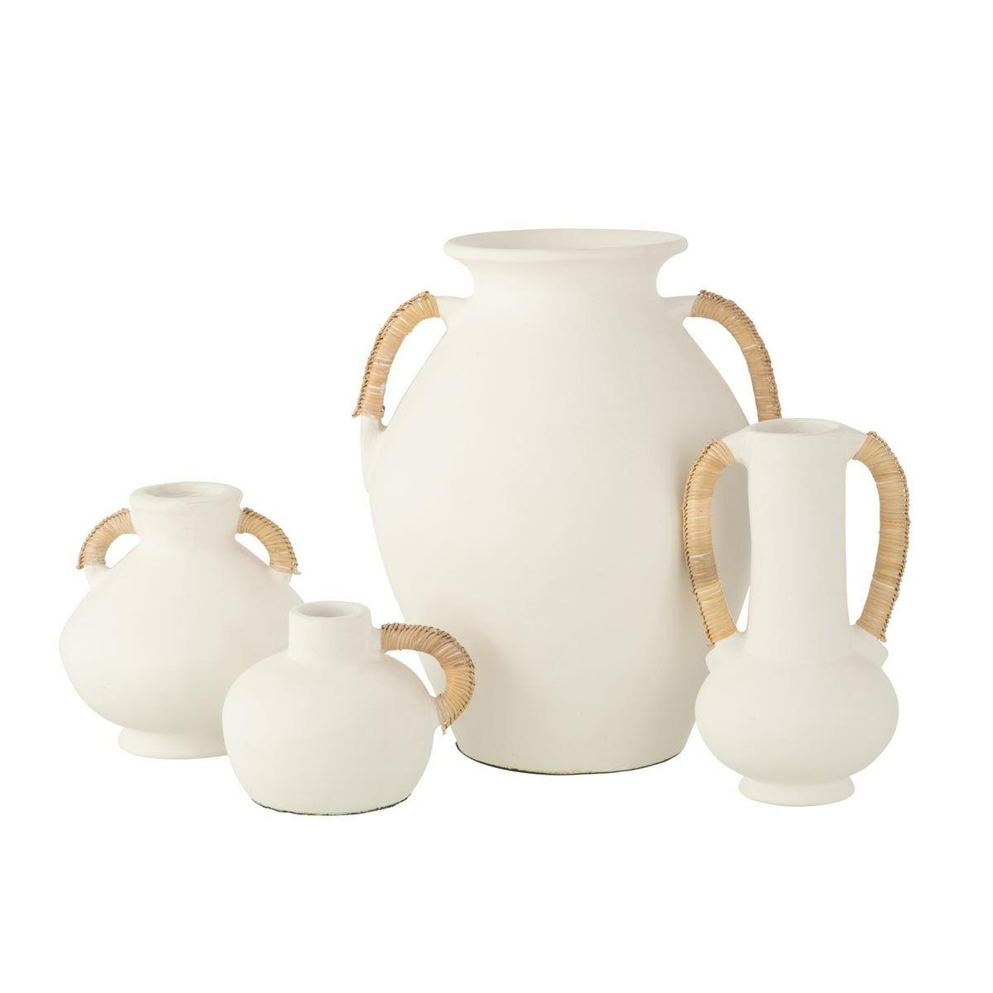 Voir la diapositive 2 : J-LINE Vase design  léo  43cm blanc & naturel