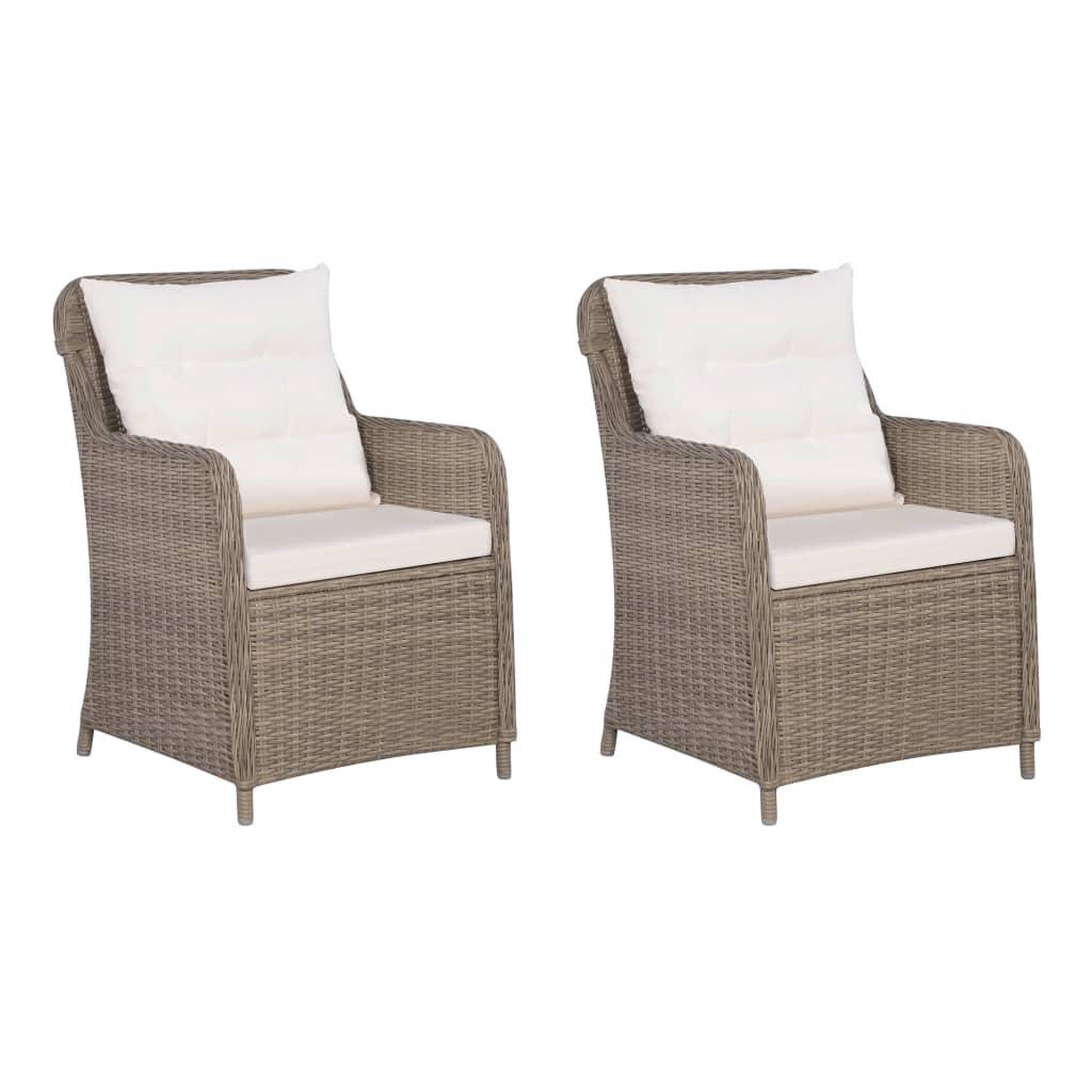 Voir la diapositive 5 : VIDAXL Ensemble bistro 3 pcs coussins oreillers Resine tressee Marron