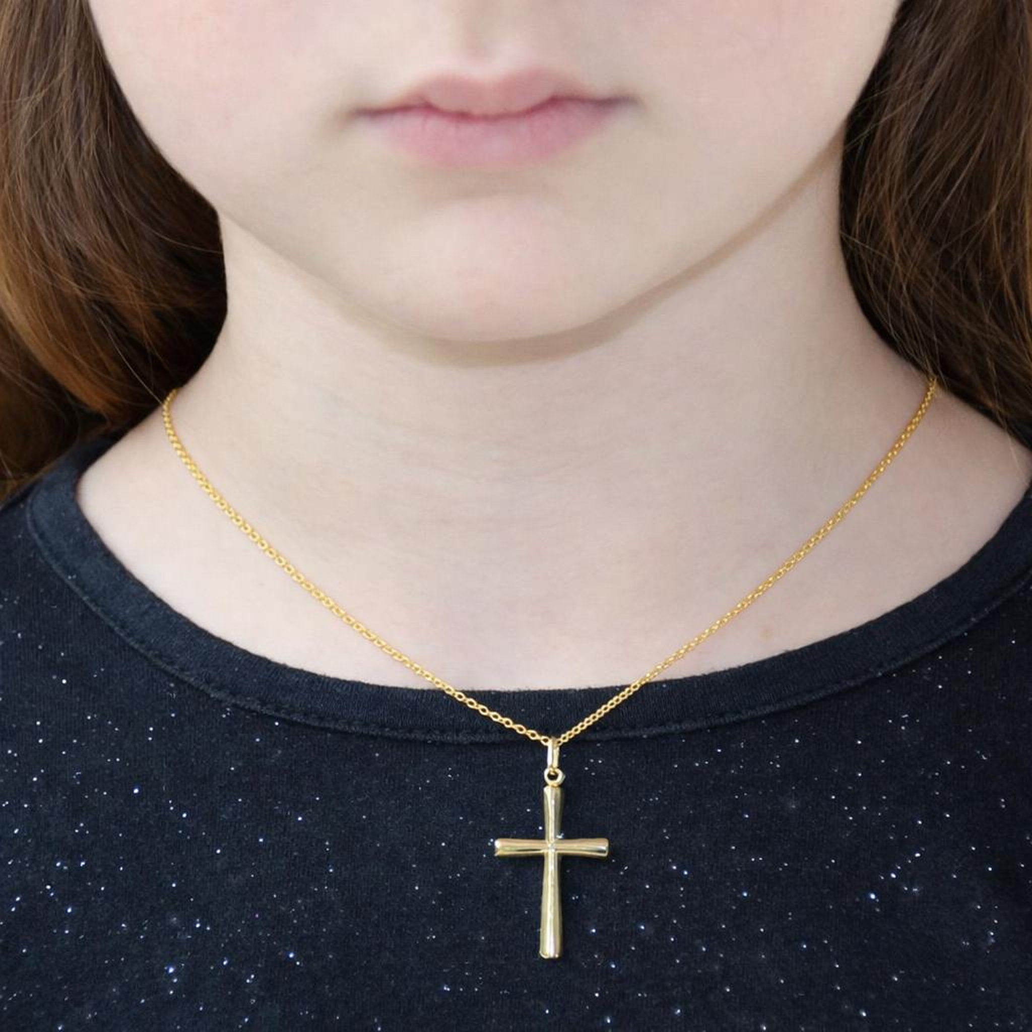 Voir la diapositive 2 : L'ATELIER D'AZUR Collier - Médaille Croix Or Jaune - Chaine Dorée Offerte