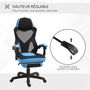 Voir la diapositive 6 : HOMCOM Fauteuil gaming chaise gamer dossier et hauteur réglable roulettes pivotantes repose-pied tissu maille bleu noir