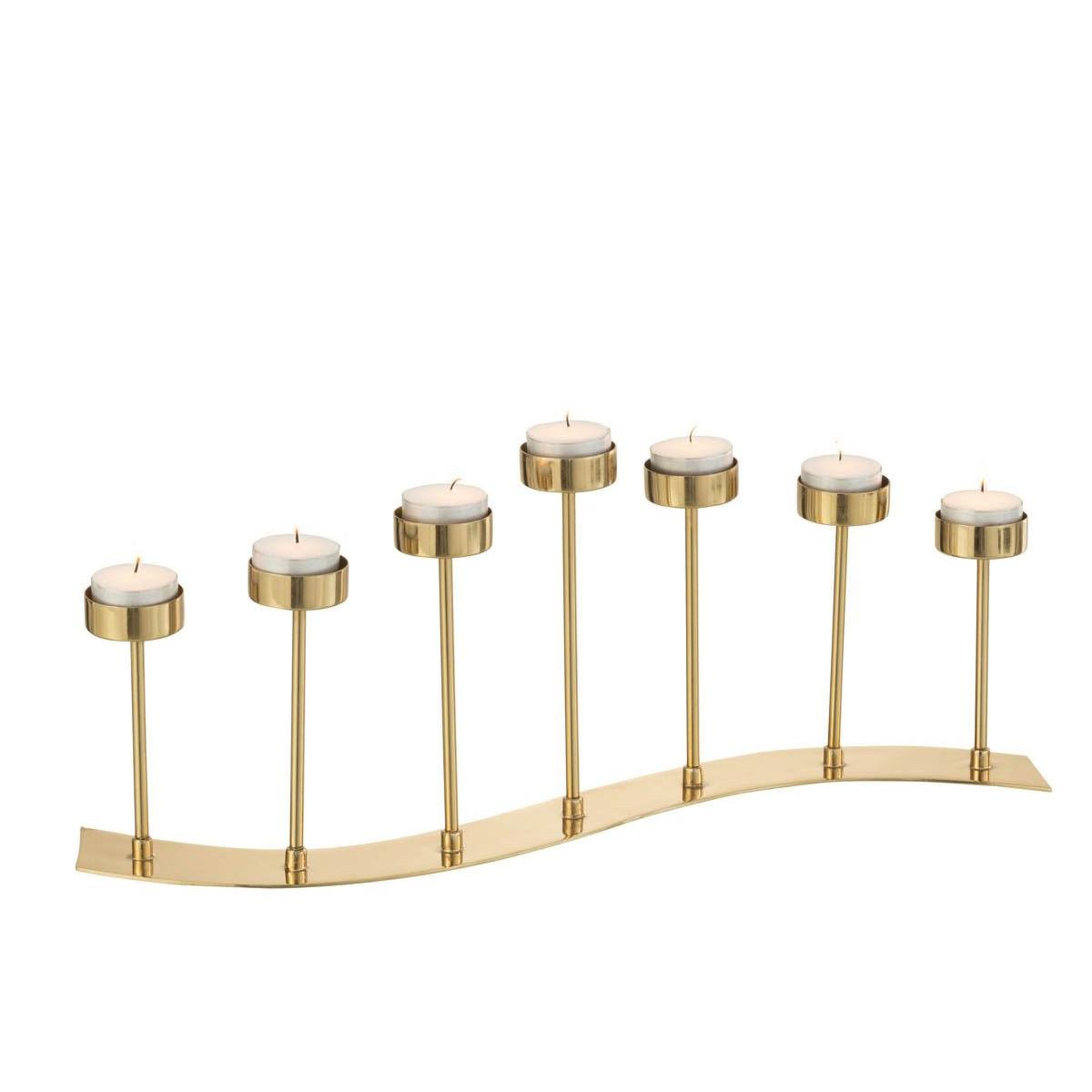Voir la diapositive 2 : J-LINE Bougeoir Design en Métal  Courbe  48cm Or